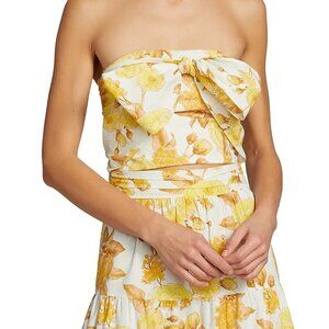 ba&sh Naimee Yellow Floral Tube Strapless Summer/Spring Top